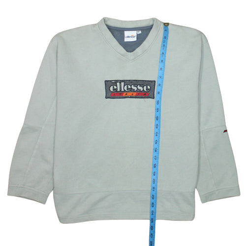 Ellesse Mens Grey XL Pullover Sweatshirt V-Neck Retro Logo Top