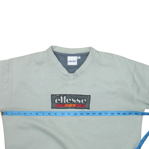 Ellesse Mens Grey XL Pullover Sweatshirt V-Neck Retro Logo Top
