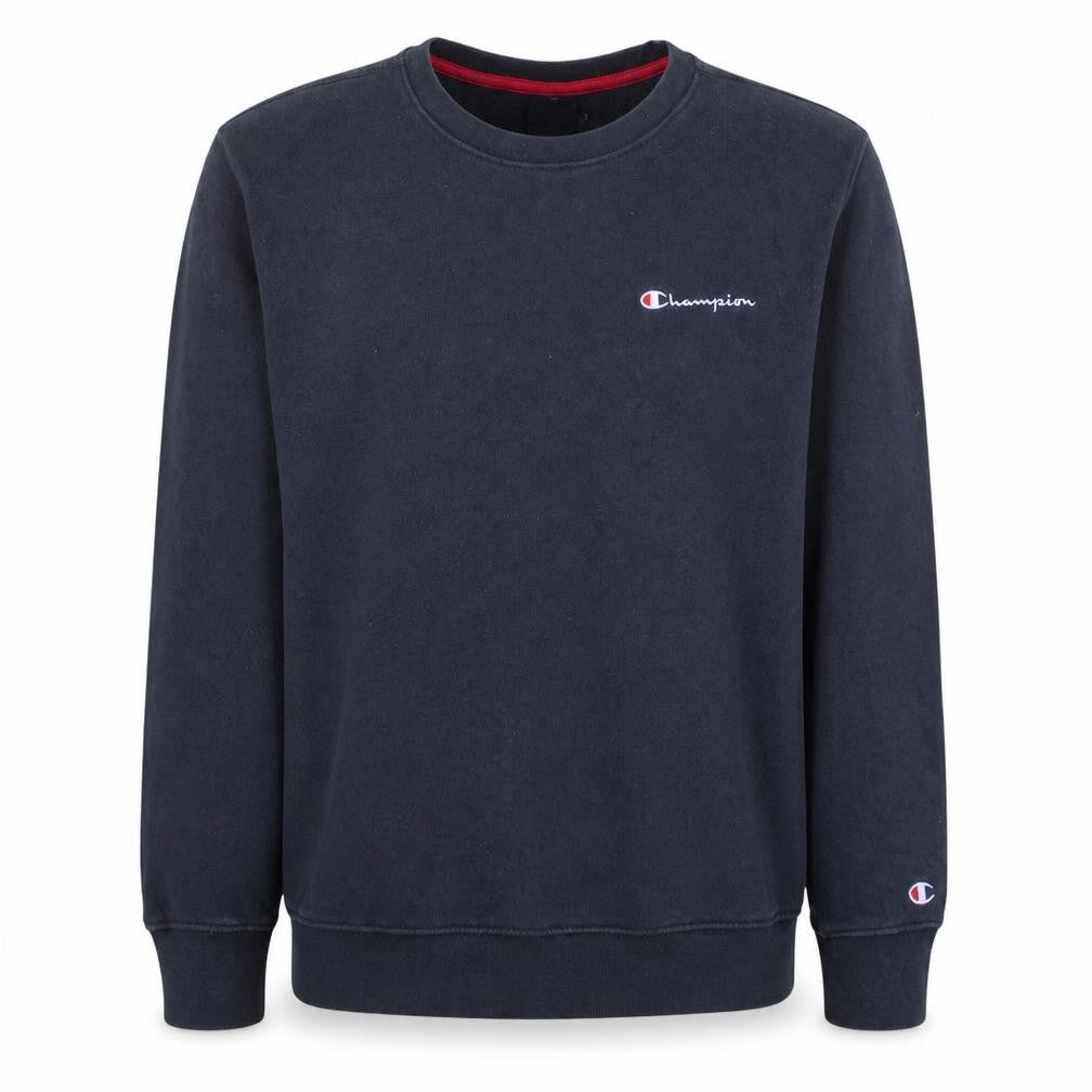 Front view of Champion Men's Black Small Crew Neck Pullover Sweatshirt