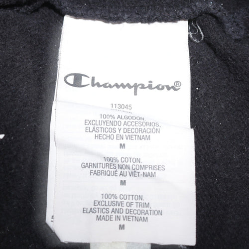 Champion Men's Black Medium Pullover Hoodie with Embroidered Logo