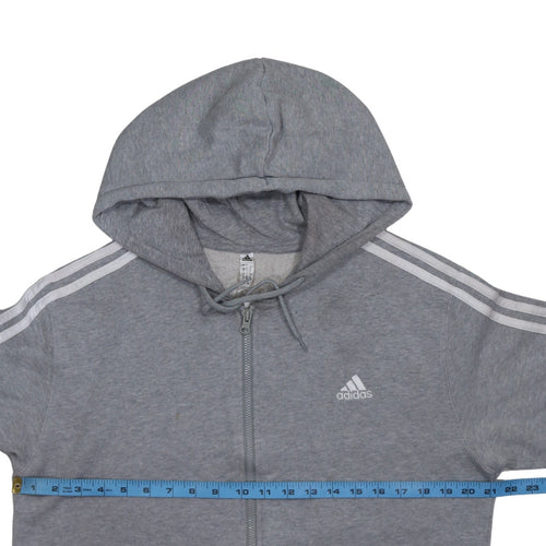 Adidas Womens Grey Full Zip Hoodie Size L 16-18 Hooded Sweatshirt