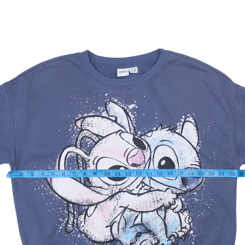 Disney Primark Women Blue Stitch & Angel Sweatshirt UK 10/12 S