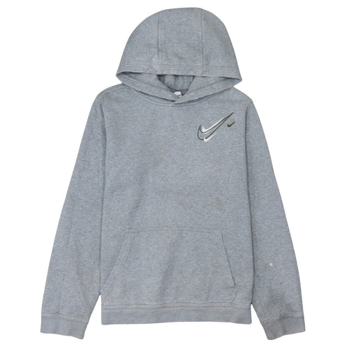 Nike Teens Grey XL Pullover Hoodie with Logo Graphic Print