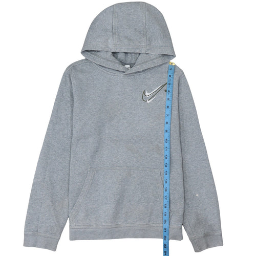 Nike Teens Grey XL Pullover Hoodie with Logo Graphic Print
