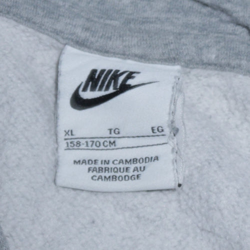 Nike Teens Grey XL Pullover Hoodie with Logo Graphic Print