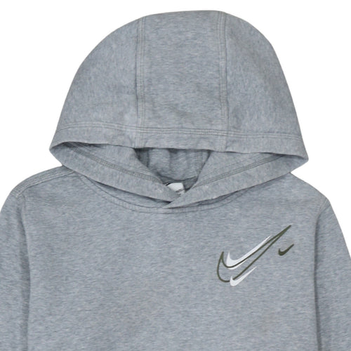 Nike Teens Grey XL Pullover Hoodie with Logo Graphic Print
