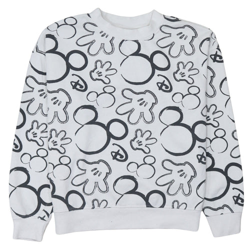 Disney Primark Care Women's White Mickey Mouse Print Sweatshirt XS