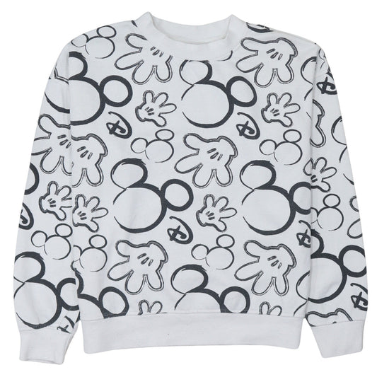 Disney Primark Care Women's White Mickey Mouse Print Sweatshirt XS