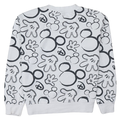 Disney Primark Care Women's White Mickey Mouse Print Sweatshirt XS
