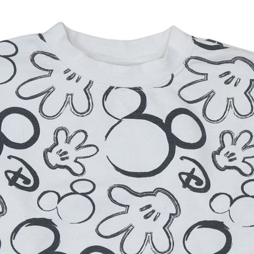 Disney Primark Care Women's White Mickey Mouse Print Sweatshirt XS