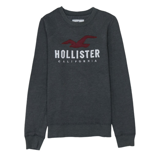 Hollister Men Grey XS Pullover Fleece Sweatshirt with Logo