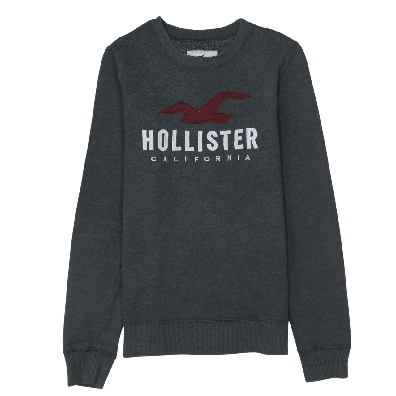 Hollister Men Grey XS Pullover Fleece Sweatshirt with Logo