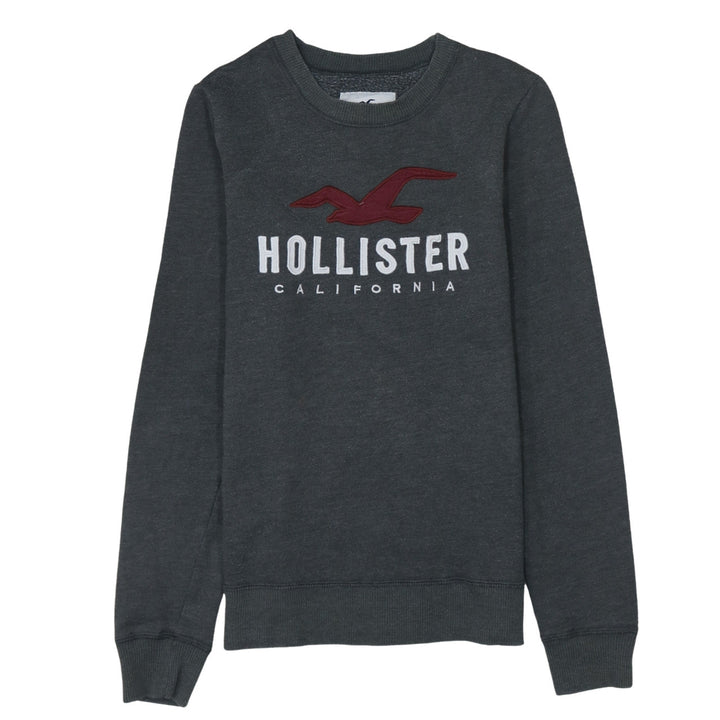 Hollister Men Grey XS Pullover Fleece Sweatshirt with Logo