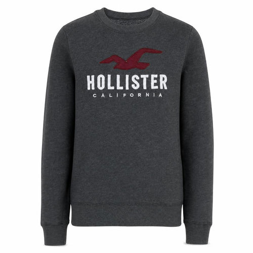 Hollister Men Grey XS Pullover Fleece Sweatshirt with Logo