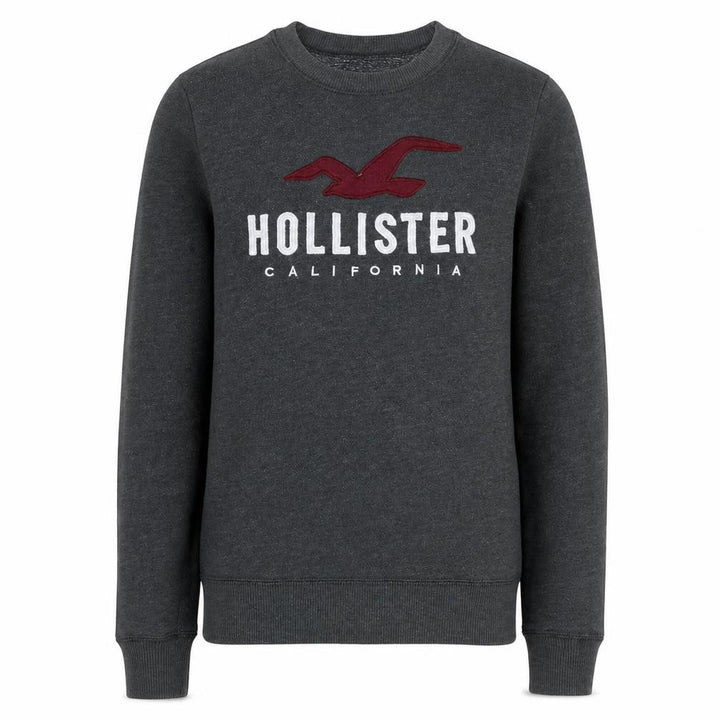 Hollister Men Grey XS Pullover Fleece Sweatshirt with Logo