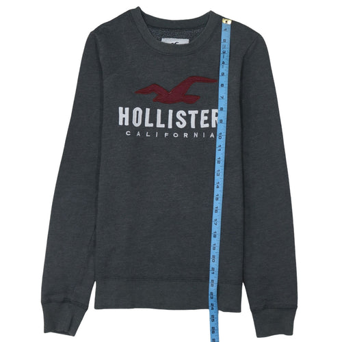Hollister Men Grey XS Pullover Fleece Sweatshirt with Logo