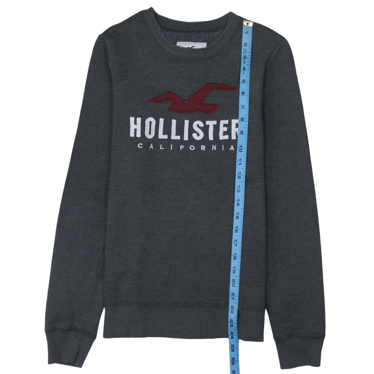 Hollister Men Grey XS Pullover Fleece Sweatshirt with Logo