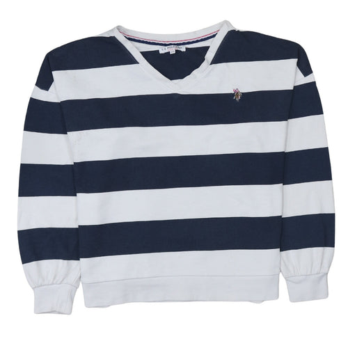 U.S. Polo Assn. Women’s Navy White Striped Pullover Sweatshirt XS