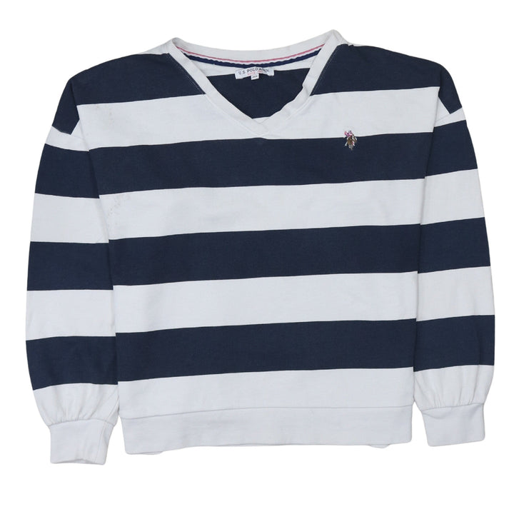 U.S. Polo Assn. Women’s Navy White Striped Pullover Sweatshirt XS