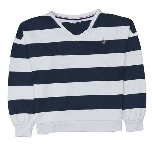 U.S. Polo Assn. Women’s Navy White Striped Pullover Sweatshirt XS