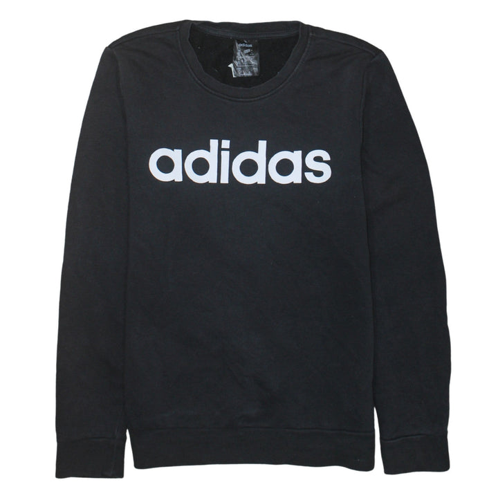 Adidas Womens Black Small Logo Crew Neck Sweatshirt UK 8-10