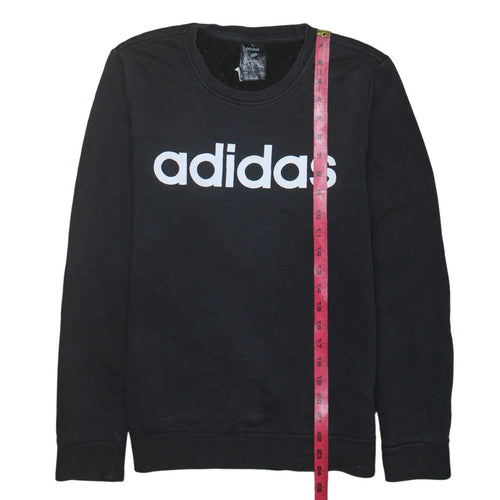 Adidas Womens Black Small Logo Crew Neck Sweatshirt UK 8-10