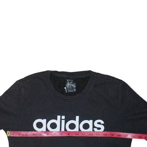 Adidas Womens Black Small Logo Crew Neck Sweatshirt UK 8-10