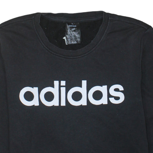 Adidas Womens Black Small Logo Crew Neck Sweatshirt UK 8-10