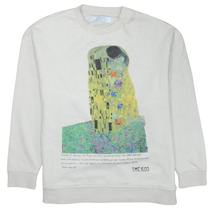 Primark Womens Beige Graphic Print Sweatshirt Size S Gustav Klimt Art