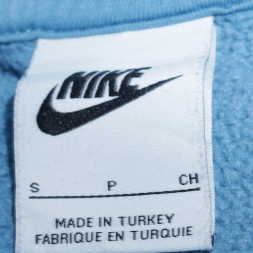 Nike Mens Blue Pullover Hoodie Small Logo Fleece Sweatshirt