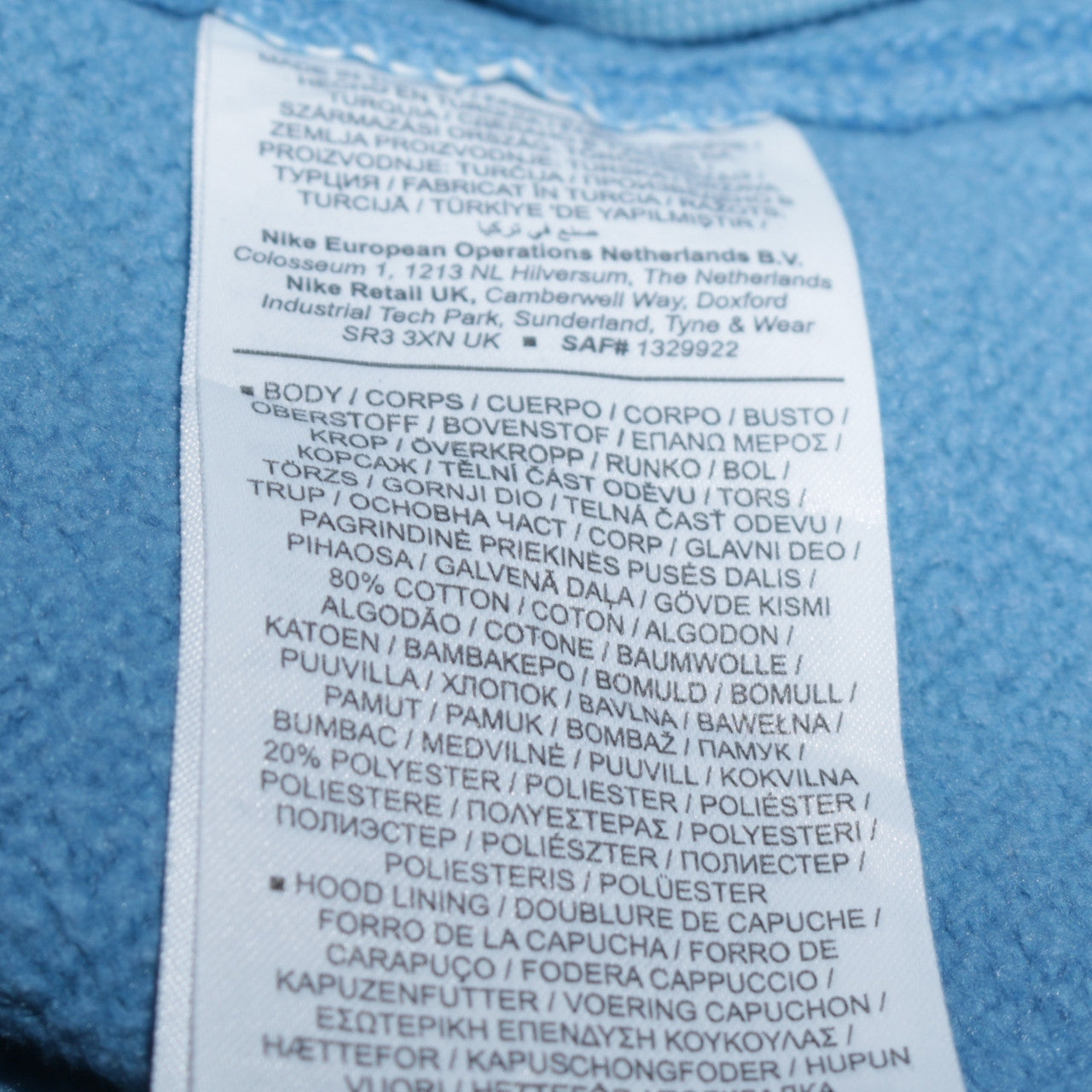 Nike Mens Blue Pullover Hoodie Small Logo Fleece Sweatshirt