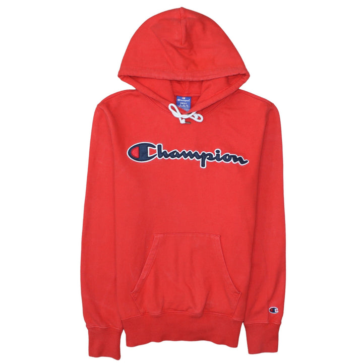 Champion Men's Red Small Pullover Hoodie with Logo Detail