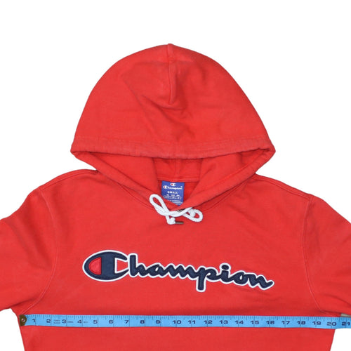 Champion Men's Red Small Pullover Hoodie with Logo Detail