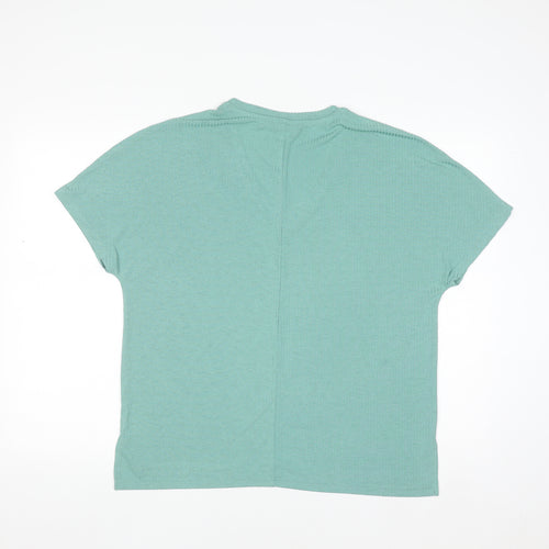 Dunnes Womens Green V-Neck Short Sleeve Basic Stretch T-Shirt Size 12
