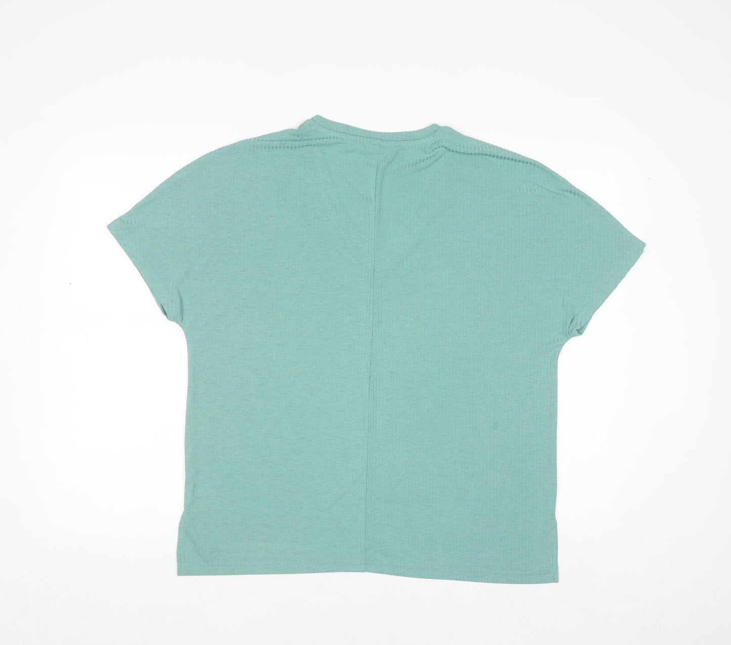 Dunnes Womens Green V-Neck Short Sleeve Basic Stretch T-Shirt Size 12