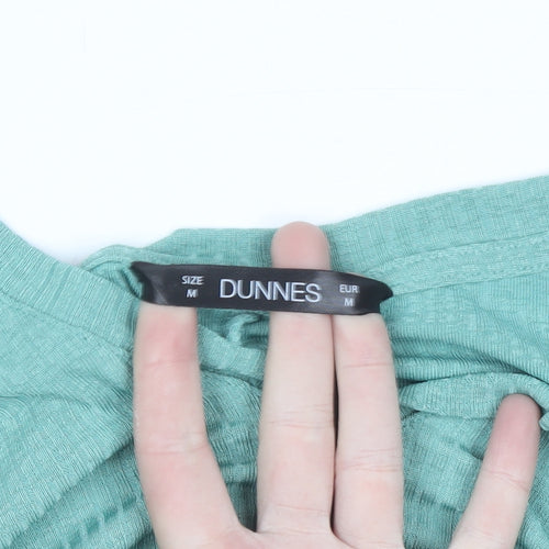 Dunnes Womens Green V-Neck Short Sleeve Basic Stretch T-Shirt Size 12