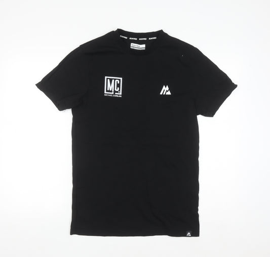 Montirex Men's Black Cotton Crew Neck Short Sleeve T-Shirt S