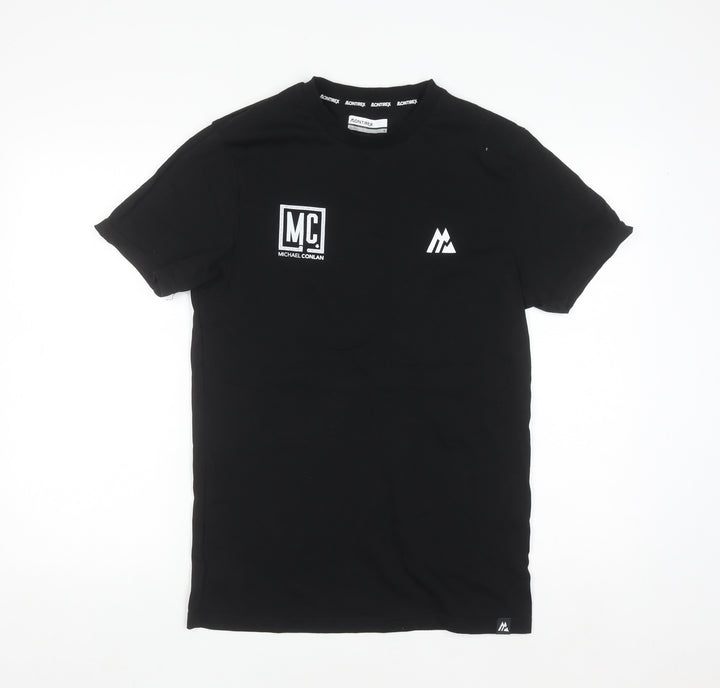 Montirex Men's Black Cotton Crew Neck Short Sleeve T-Shirt S