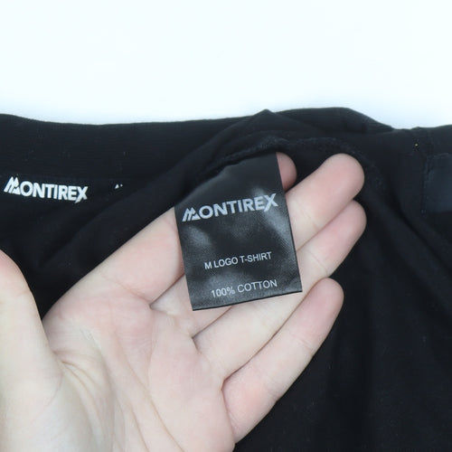 Montirex Men's Black Cotton Crew Neck Short Sleeve T-Shirt S