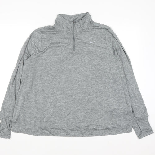Nike Mens Grey 2XL Dri-FIT 1/4 Zip Running Sweatshirt