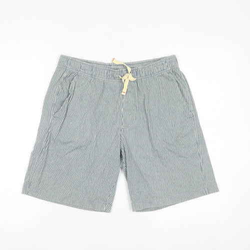 Uniqlo Boys Blue Striped Cotton Twill Drawstring Shorts 11-12 Years