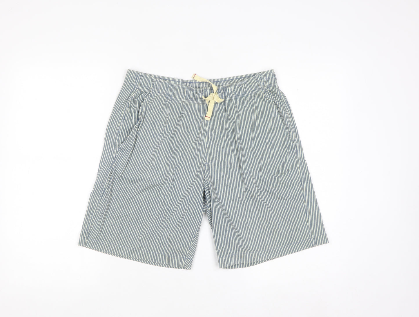 Uniqlo Boys Blue Striped Cotton Twill Drawstring Shorts 11-12 Years