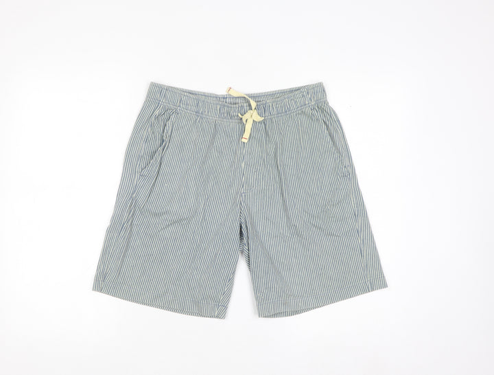 Uniqlo Boys Blue Striped Cotton Twill Drawstring Shorts 11-12 Years
