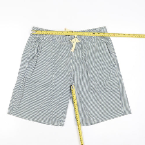 Uniqlo Boys Blue Striped Cotton Twill Drawstring Shorts 11-12 Years