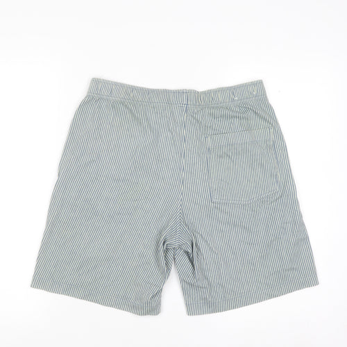 Uniqlo Boys Blue Striped Cotton Twill Drawstring Shorts 11-12 Years