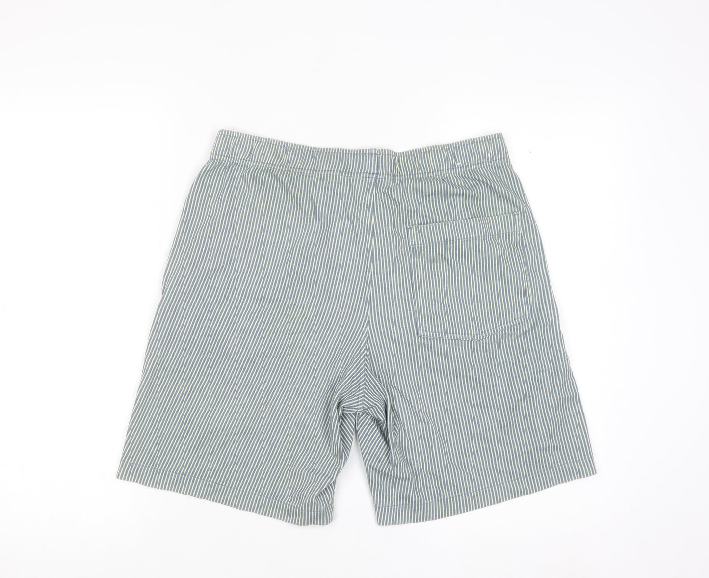 Uniqlo Boys Blue Striped Cotton Twill Drawstring Shorts 11-12 Years