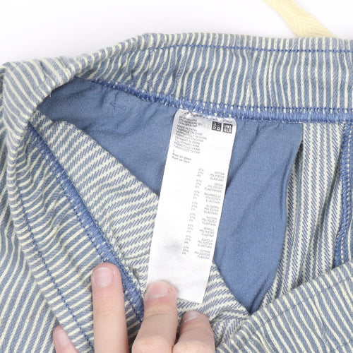 Uniqlo Boys Blue Striped Cotton Twill Drawstring Shorts 11-12 Years