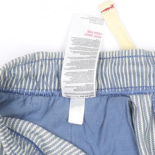 Uniqlo Boys Blue Striped Cotton Twill Drawstring Shorts 11-12 Years