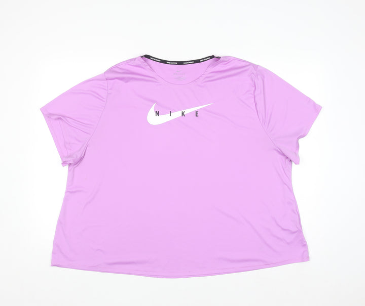 Nike Women Pink Dri-FIT Running T-Shirt 2XL Polyester Short Sleeve