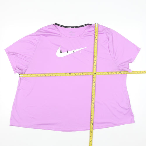 Nike Women Pink Dri-FIT Running T-Shirt 2XL Polyester Short Sleeve